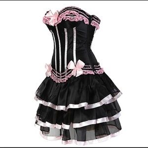 Dress corset lingerie gothic stripe plus size 2xl Halloween